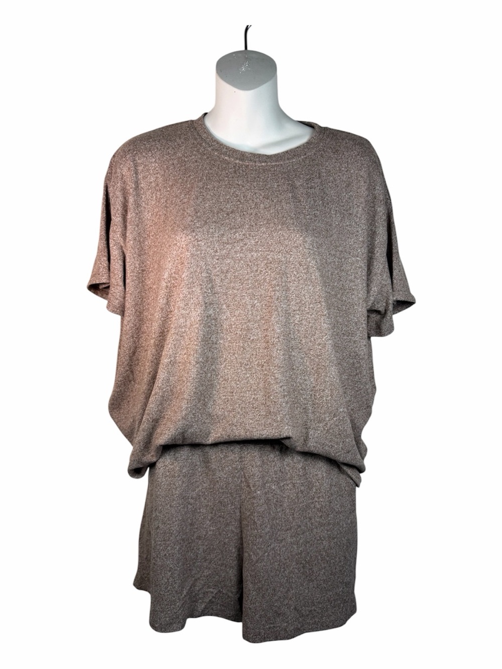Zenana Soft Melange Short Sleeve Shirt & Shorts Lounge Set Mocha Brown S Lounge